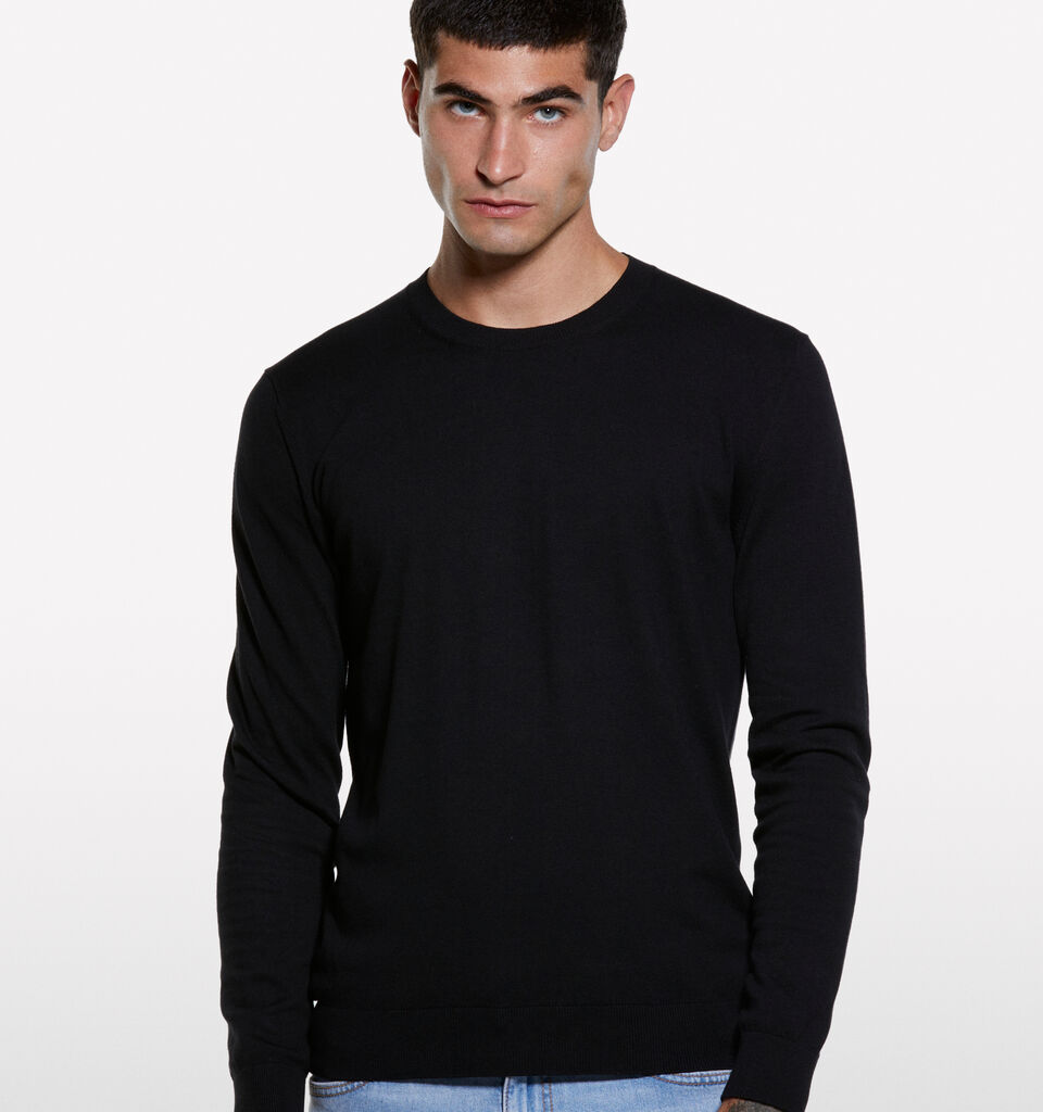 Schwarzer Pullover mit Rundhalsausschnitt - rundhalspullover für herren - Schwarz | Sisley image number 3
